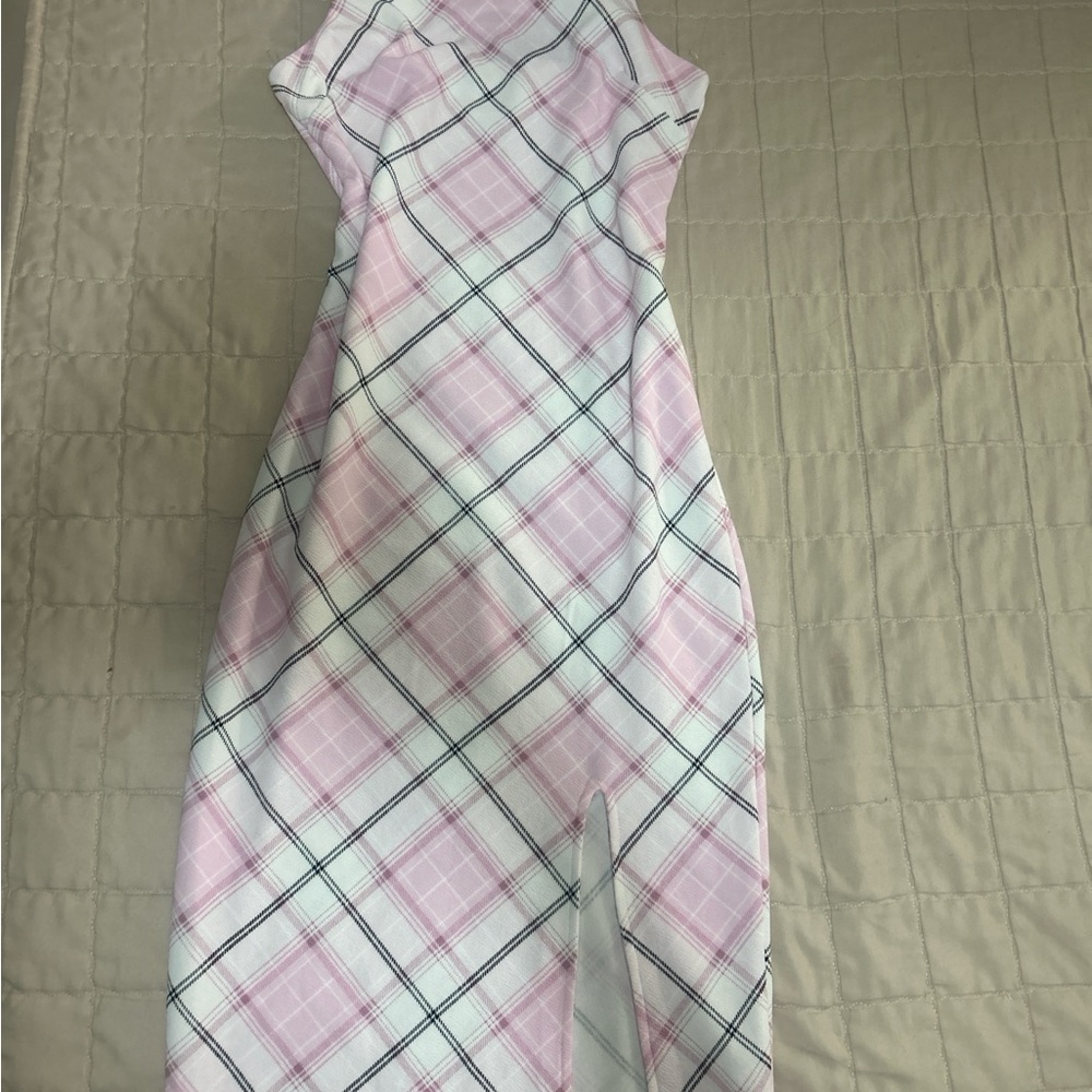 Pink and White Plaid Dress